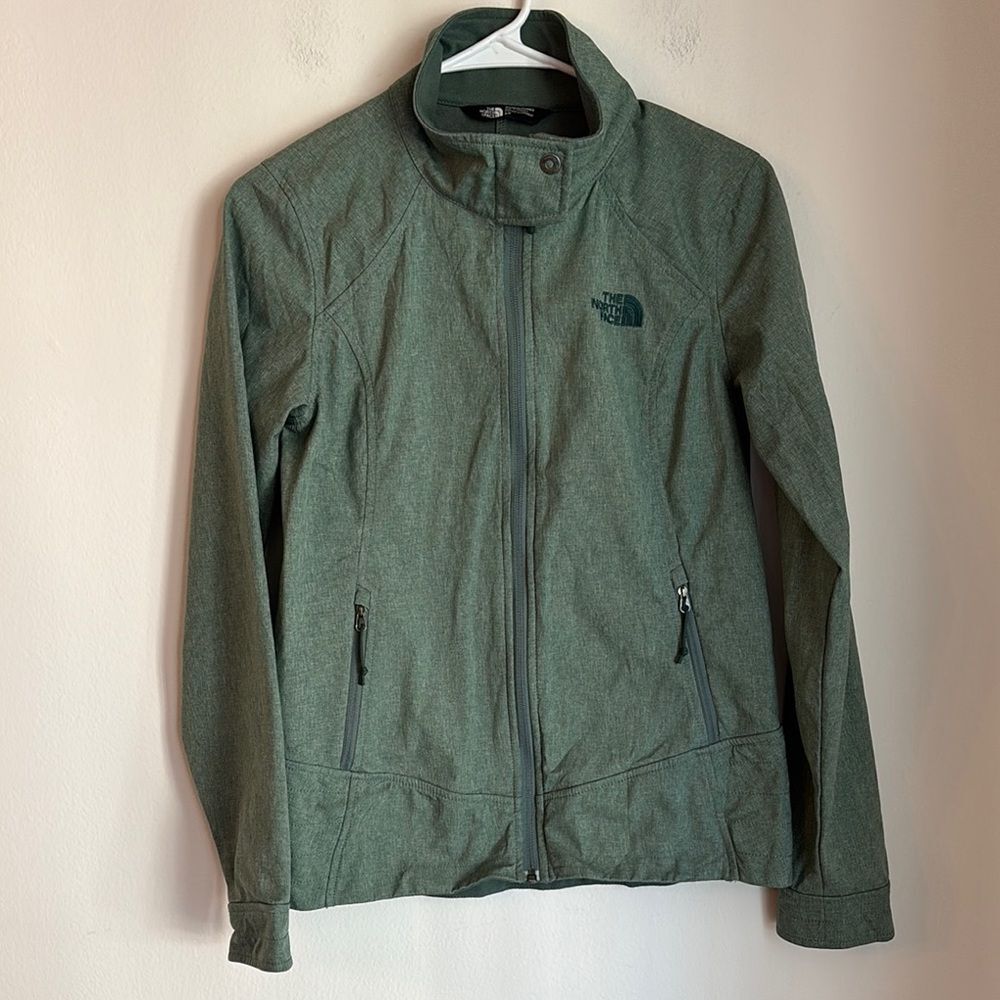 The North Face Women Calentito 2 Jacket Green Heather small Windwall Full-Zip